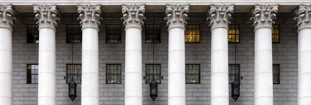 Entrance to the historic United States Court House in Manhattan, New York City