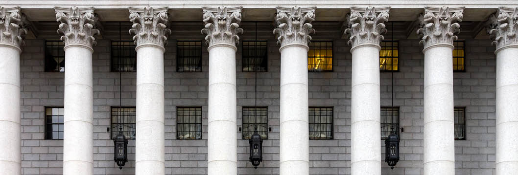 Entrance to the historic United States Court House in Manhattan, New York City