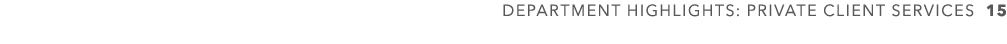 DEPARTMENT HIGHLIGHTS: PRIVATE CLIENT SERVICES 15