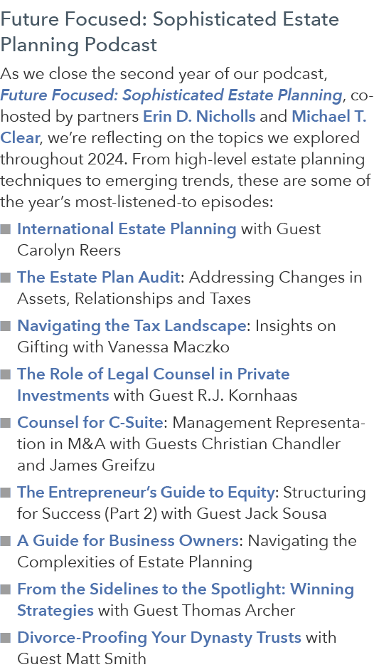 Future Focused: Sophisticated Estate Planning Podcast As we close the second year of our podcast, Future Focused: Sop...