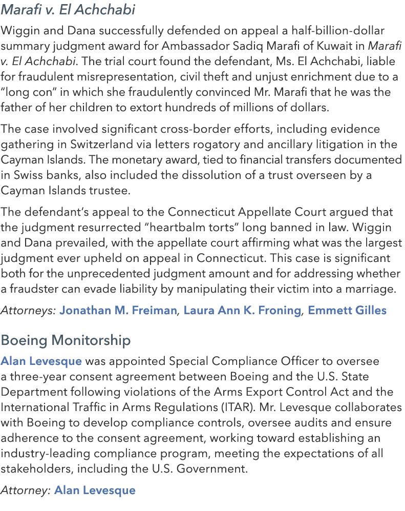 Marafi v. El Achchabi Wiggin and Dana successfully defended on appeal a half billion dollar summary judgment award fo...